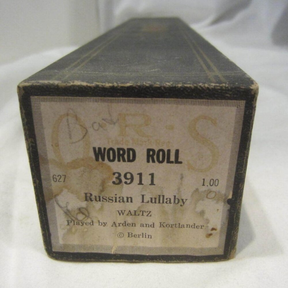 PLAYER PIANO music scroll QRS Word Roll 3911 Russian Lullaby Waltz Vintage